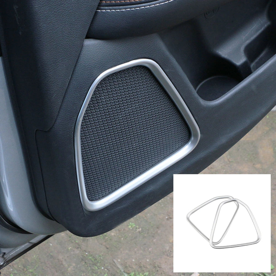 Jeep Compass galinių durų garsiakalbių dangteliai, ABS chromuotas paviršius, 2 dalys, 2017–2020 modeliai