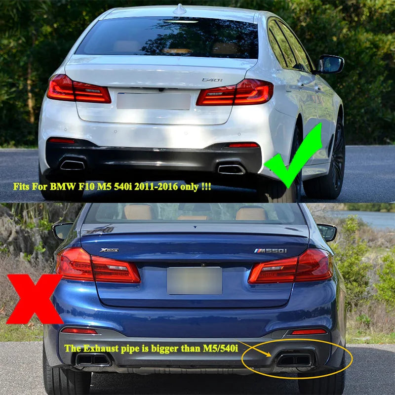 BMW 5 Series F10 F11 2010-2016 Bakre Stötfångare Lip Diffuser med R Stil Glansig Svart ABS Plast