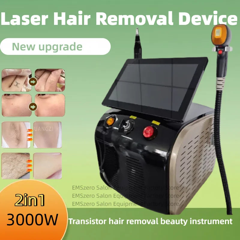 2 i 1 808 3500W diode laser hårfjerning tatoveringsfjernelse