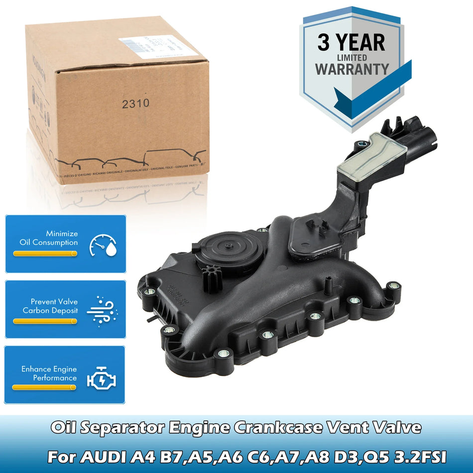 Crankcase Vent Valve With Oil Separator for Audi A4 B7/B8 2.4/2.8/3.2 TSI A5 A6 A7 Q5