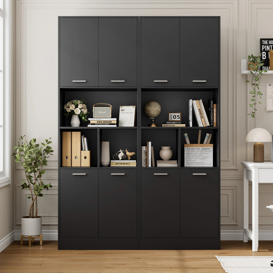 Getone bílá vysoká skříň s dveřmi a otevřenými policemi 180