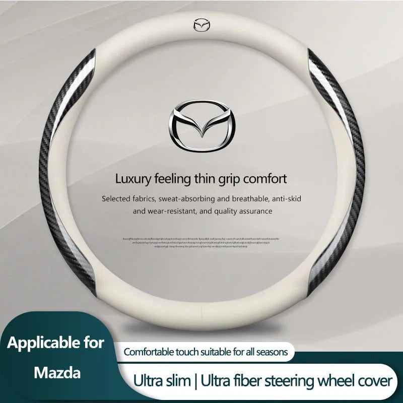 Universal Anti-Slip PU Leather Steering Wheel Cover for Mazda 2 3 5 6 CX-4 CX-5 CX6 MX5 - Breathable, High-Quality Car Accessory