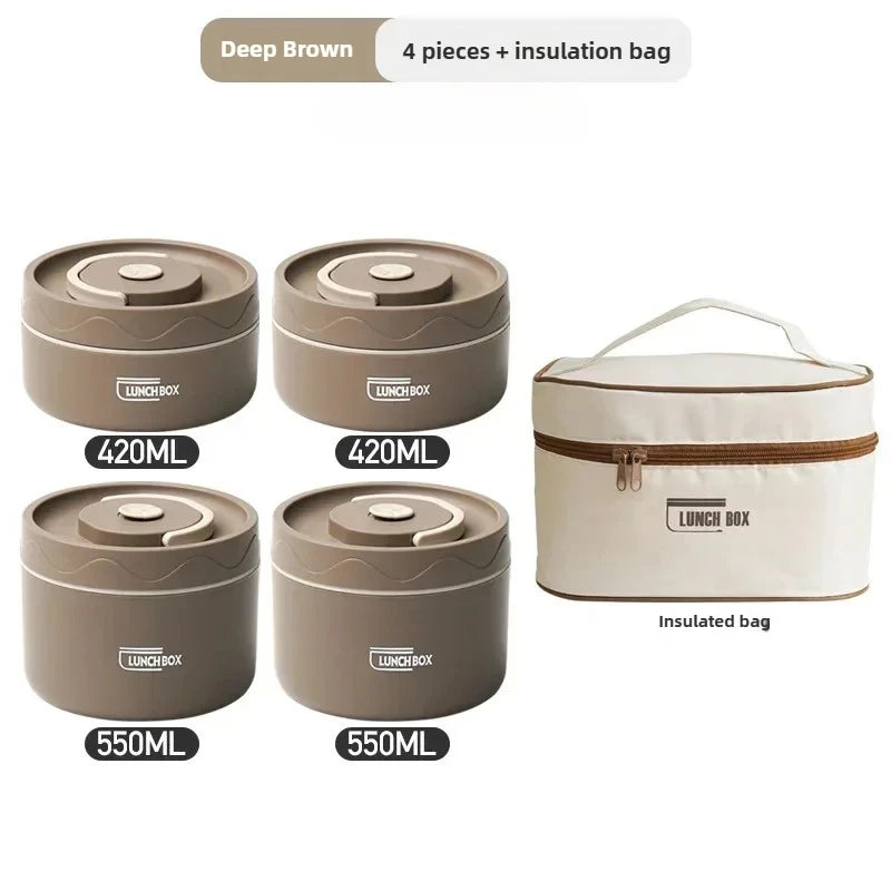 Lunch Box &ndash; Insulated 2-Tier Stainless Bento With Cutlery Deep Coffee