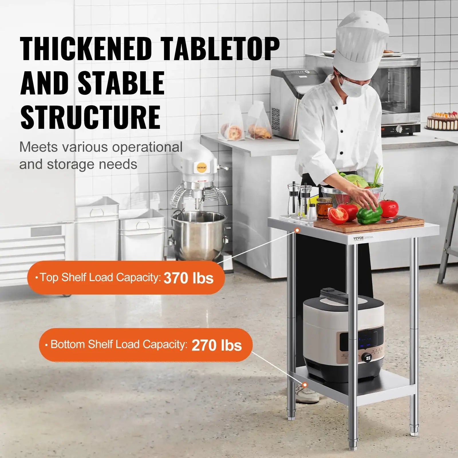 Stainless Steel Prep Table With Undershelf 24x18 34In High