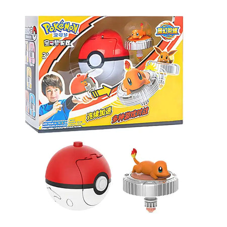 Spinning Top Ball Toy Action Figure - Pikachu, Charmander, Squirtle, Mew, Eevee Original box 3