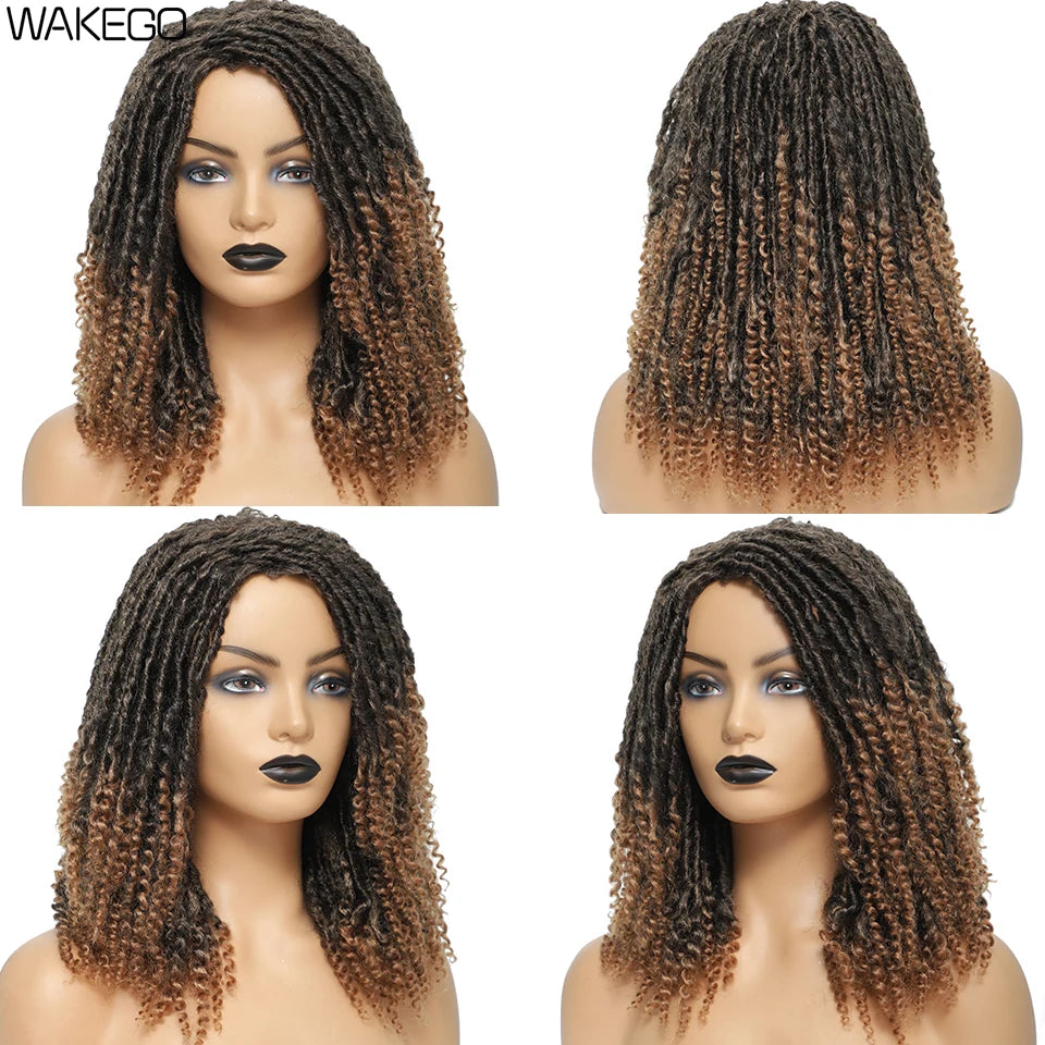 Wakego Goddess Faux Locs Short Dreadlock Wig with Curly Ends for All