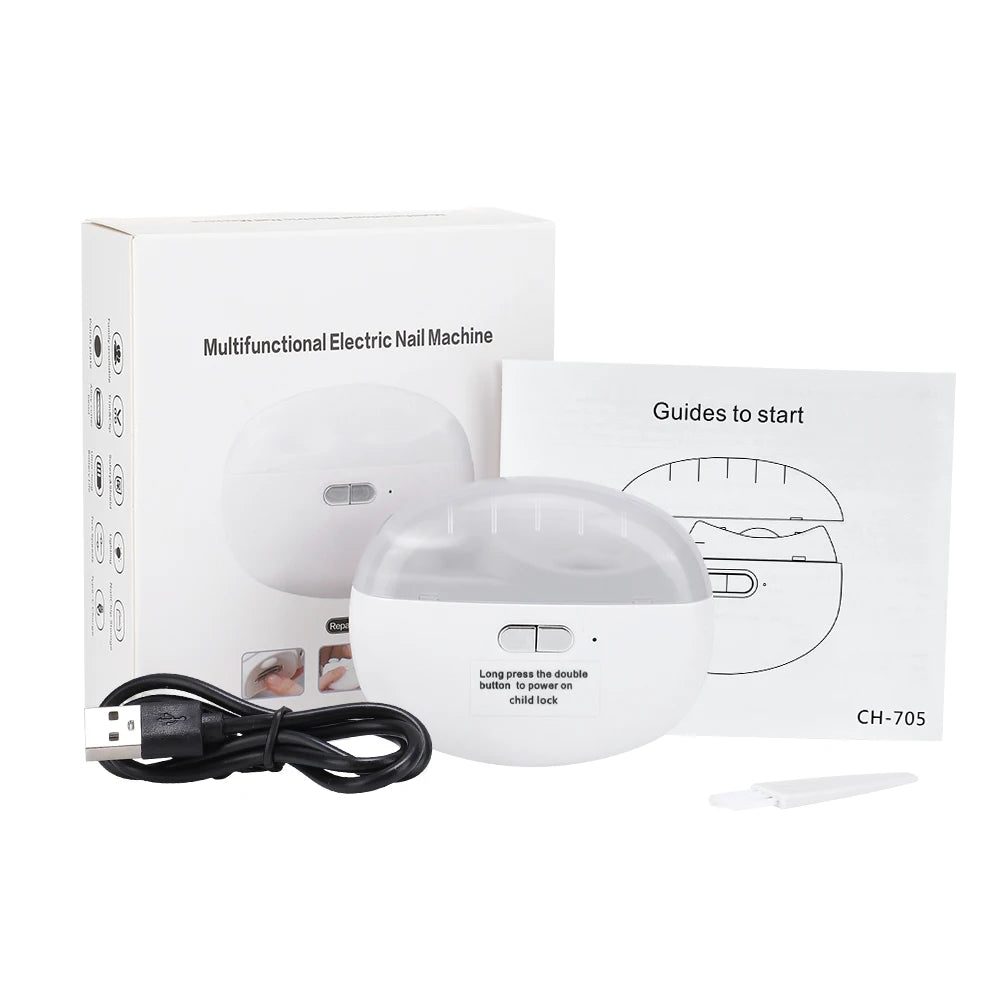 Electric Nail Clipper 3 In 1 &ndash; LED Lights For Nail Care WHITE