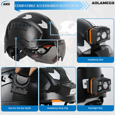 Aolamegs L8AQM0000 Safety Helmet &ndash; Double Goggles Included