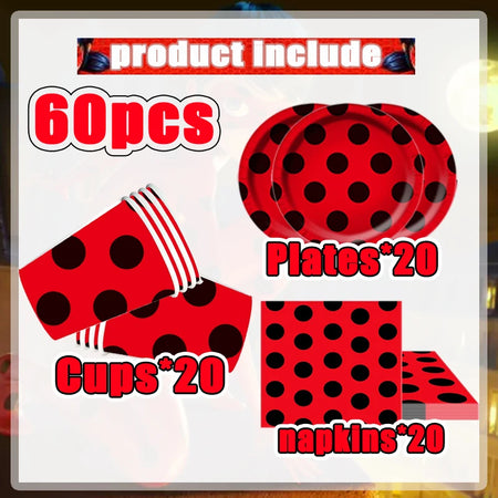 Ladybug Birthday Party Supplies Set BPZ-60PCS / CHINA