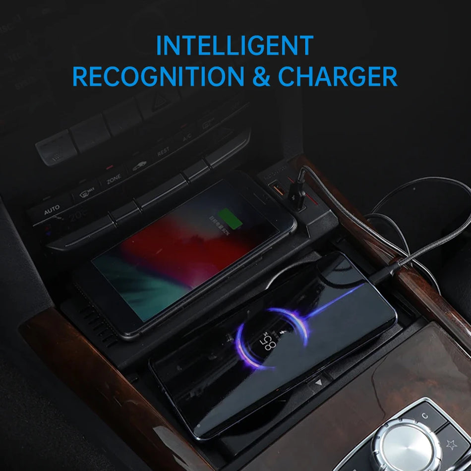 Безжична зарядна стойка 15W бърза за Mercedes-Benz E 2010-2015