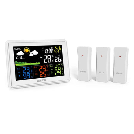 Baldr Wireless Color Weather Station &ndash; 3 Forecast Sensor White EU Plug