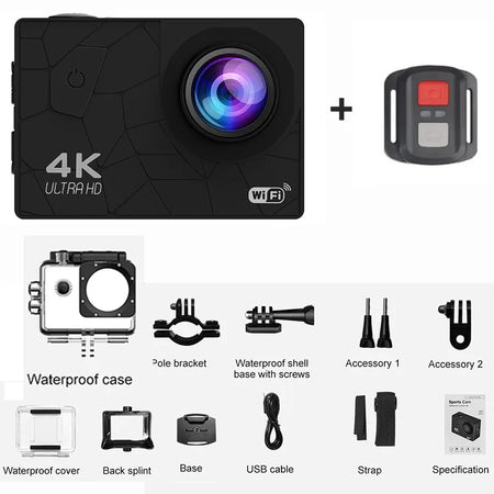 Sport Camera 1080p &ndash; Waterproof IP68 Action Cam with Remote Control cam-remote control