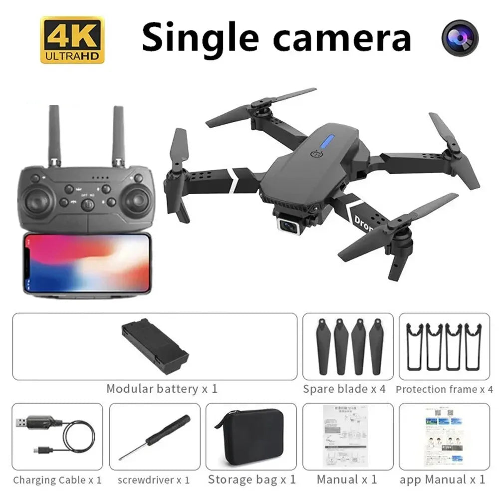Professional Drone E88 &ndash; 4K Wide-Angle HD FPV Camera Single Camera