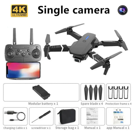 Professional Drone E88 &ndash; 4K Wide-Angle HD FPV Camera Single Camera