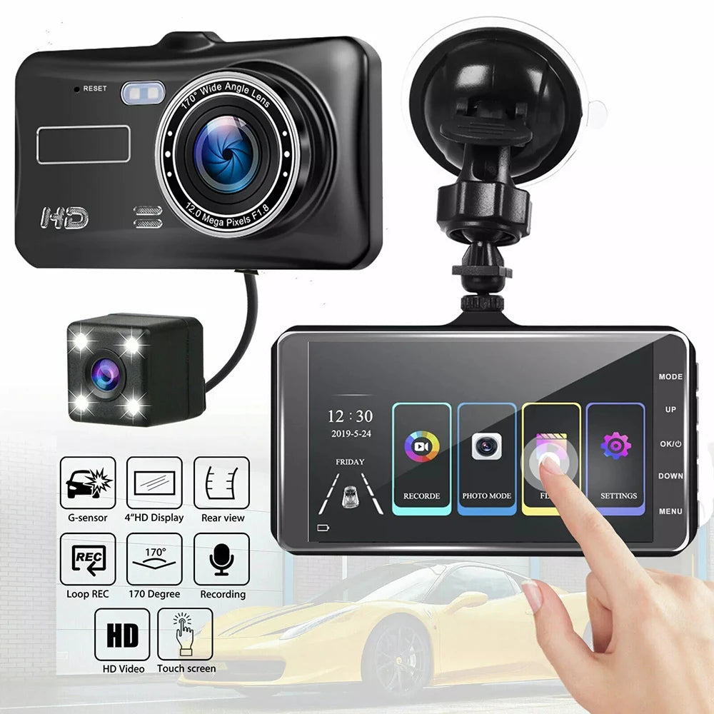 4" 1080P Dash Cam with Touch &amp; Parking Monitor