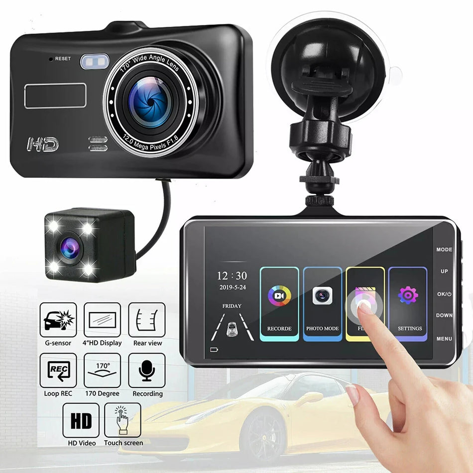4" 1080P Dash Cam with Touch &amp; Parking Monitor