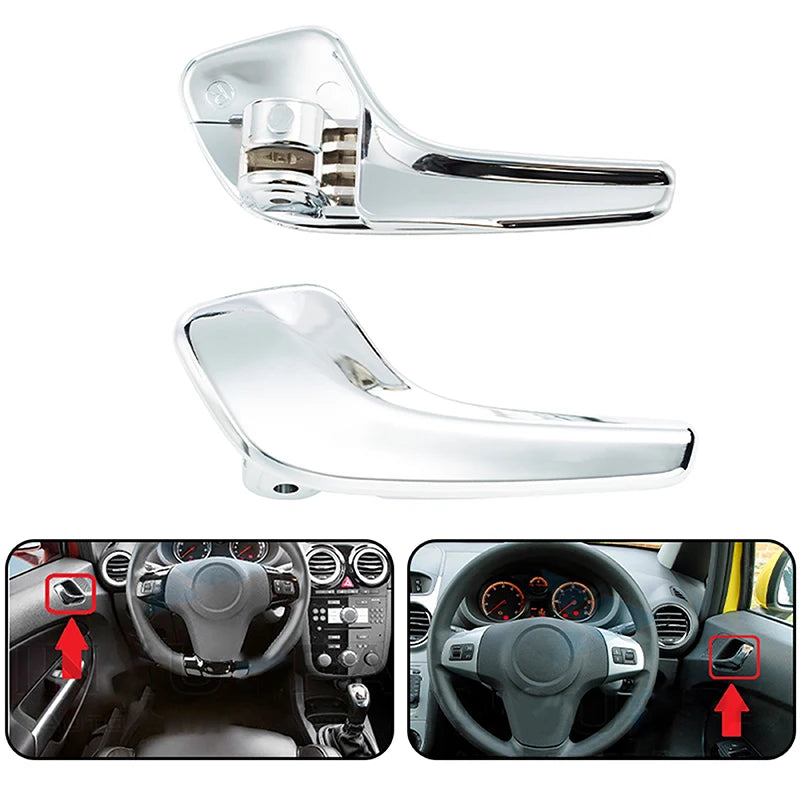 Interior Door Handle Set for Opel Corsa D 2006-2014 Front Doors Left and Right Plastic