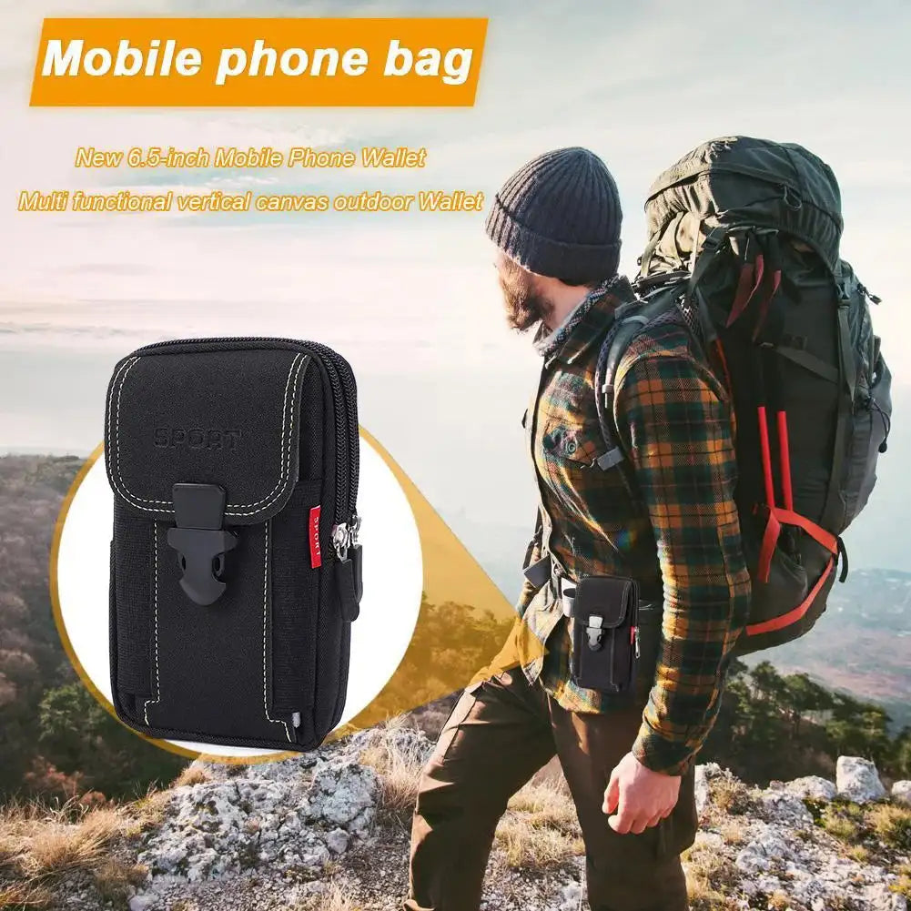 Men Canvas Running Pouch Waist Bag Travel Phone Pocket