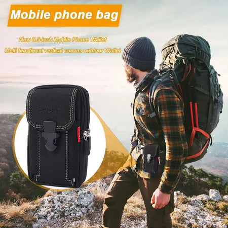 Men Canvas Running Pouch Waist Bag Travel Phone Pocket