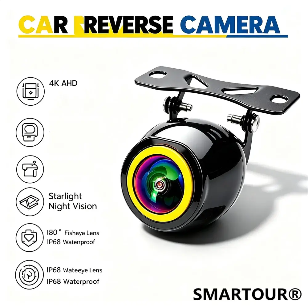 SMARTOUR AHD 1080P Starlight Night Vision Car Reverse Camera 180° Fisheye Waterproof CVBS RCA Rear View Backup Camera by InterCyprus Trading Ltd