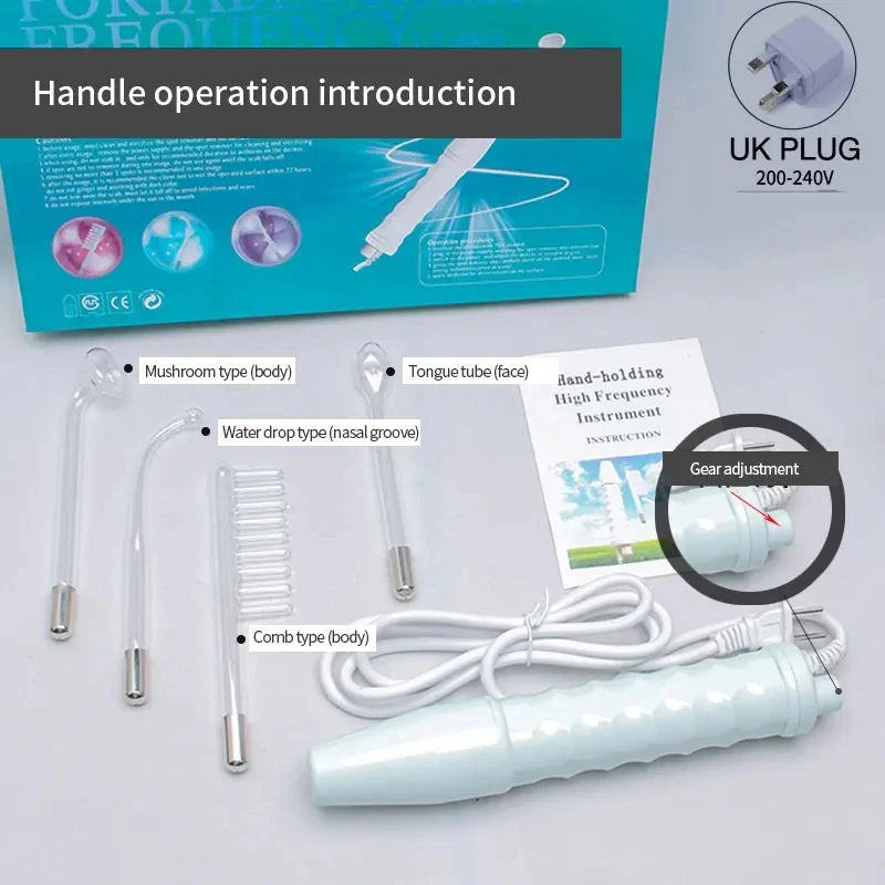 4in1 High Frequency Electrode Wand &ndash; Acne Spot Removal Box Pack UK Plug
