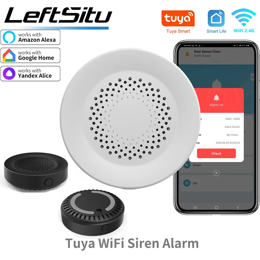 Tuya WiFi Siren Alarm - Smart Home Security 100dB Speaker, Alexa &amp; Tuya Compatible