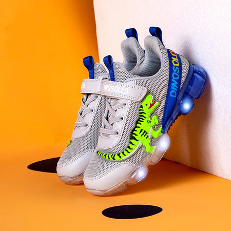 EXDINO T-Rex LED Glowing Sneakers for Boys (Ages 2-9)