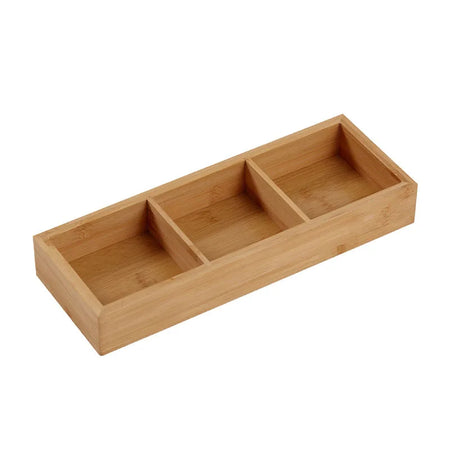 Divided Wooden Tray - Multi Compartment Design For Serving Three squares