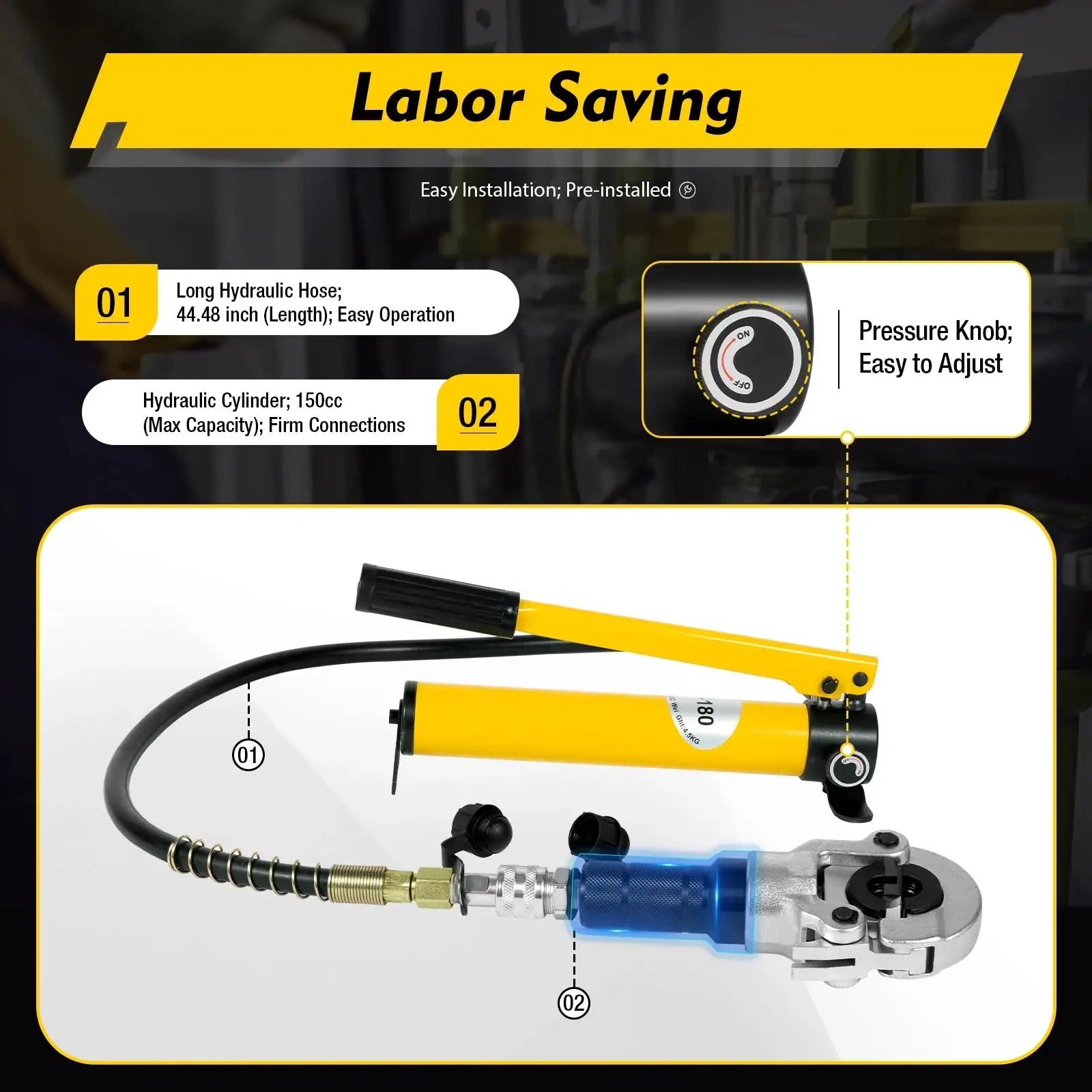 Hydraulic Press Pliers 6T - 360&deg; Rotatable Head With 9 Dies