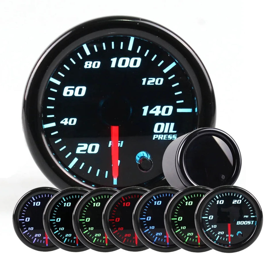 52MM LED Θερμόμετρο Νερού με 7 Χρώματα, Καπνιστό Φακό, Αλουμινένιο Κέλυφος