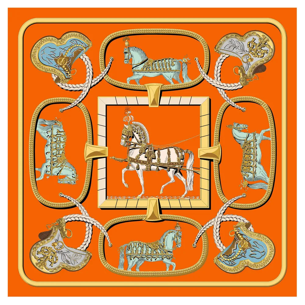 POBING Twill Silk Square Scarf &ndash; Captivating Giraffe Print