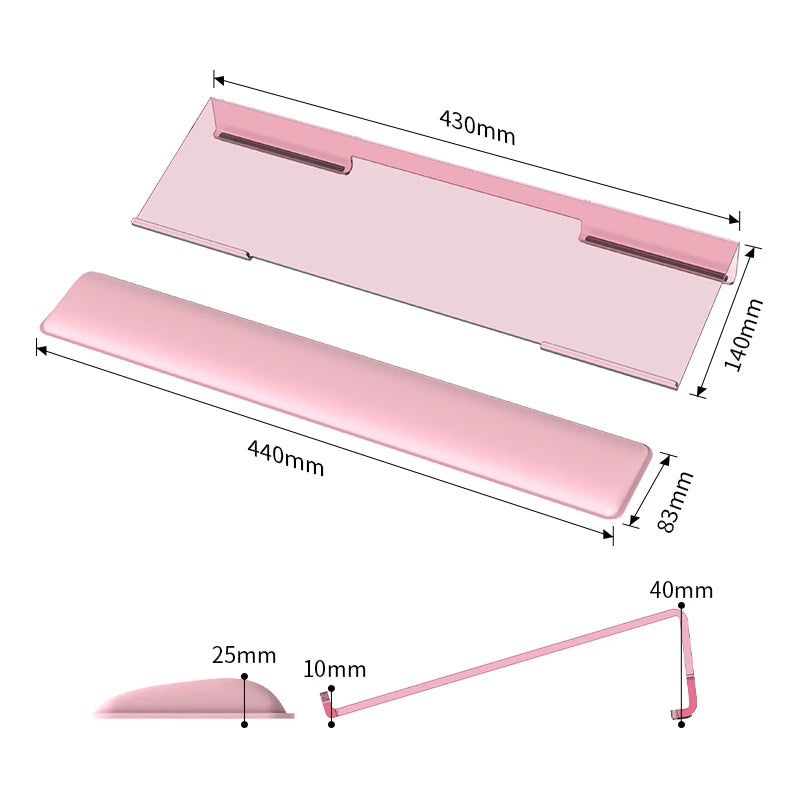 KWRS01 Acrylic Tilted Keyboard Holder &ndash; Ergonomic Rest Pink / CHINA