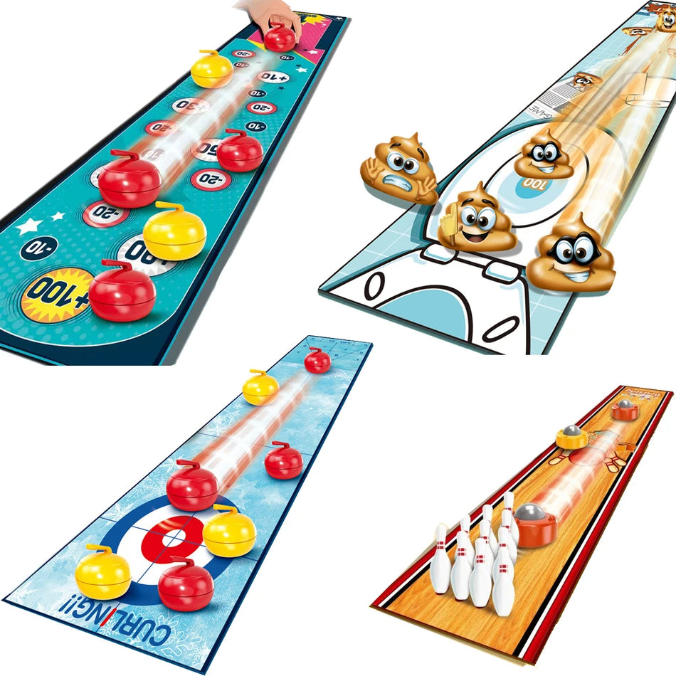 Montessori Tabletop Puzzle Game for Kids with Mini Curling and Sports Theme, Parent-Child Interactive Educational Gift