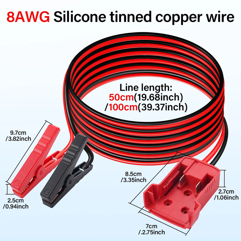 Milwaukee M18 Baterijos Adapteris Su Gryno Varinio Spaustuku Ir 8AWG Silikono Laidu