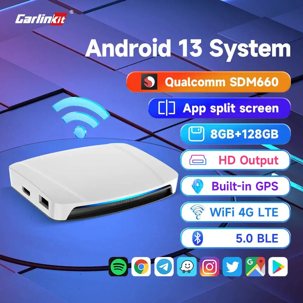 Carlinkit 128GB CarPlay AI Box Android 13 Wireless 4G