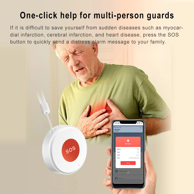 Tuya WiFi SOS Button Hanging Rope - One Key Emergency