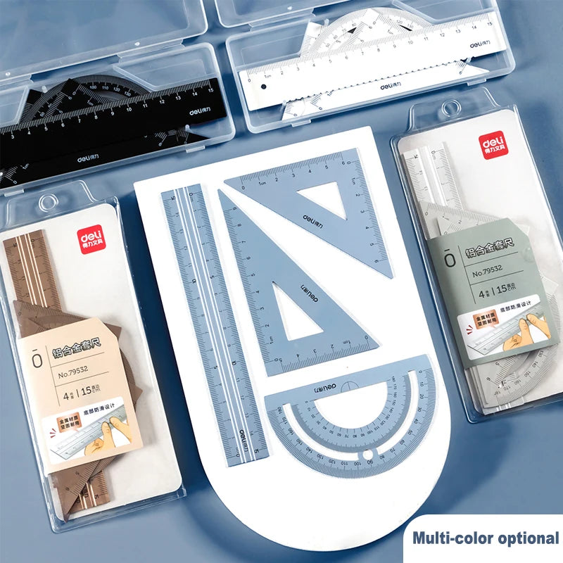 4-in-1 Aluminium Alloy Multifunctional Ruler Set