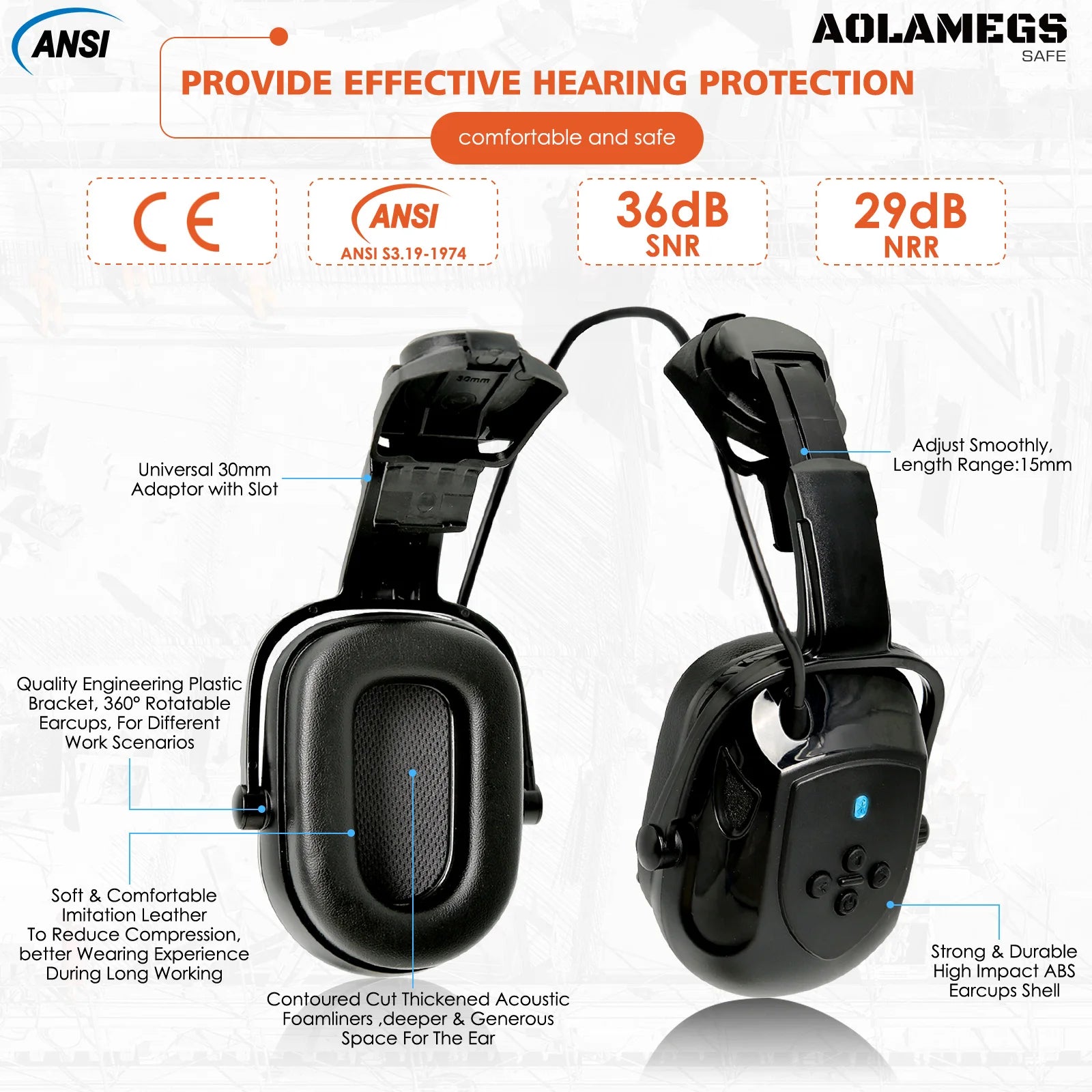 CE Safety Cap With 5.0 Bluetooth Earmuffs &ndash; All In One PPE