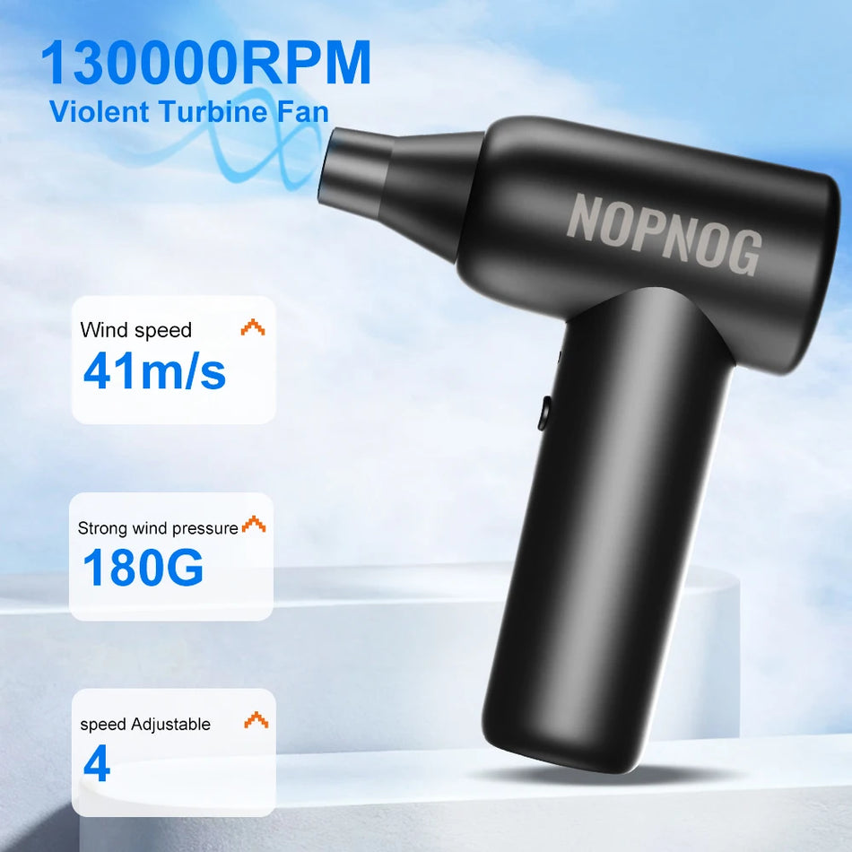 Portable Turbo Blower Fan for Air Duster and Pillow Inflator 130000rpm Cordless