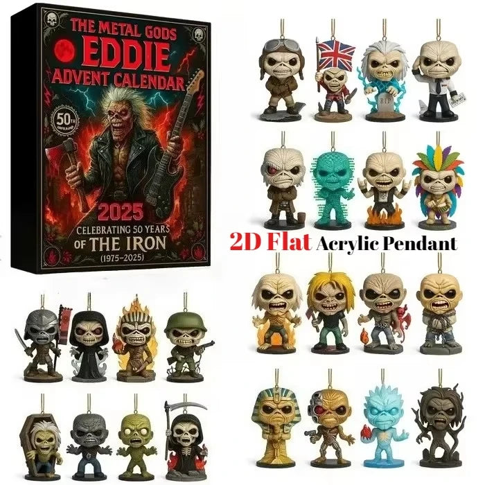 Адвент календар Еди 24 дни с 2D акрилни ключодържатели, висящи коледни медальони за лента