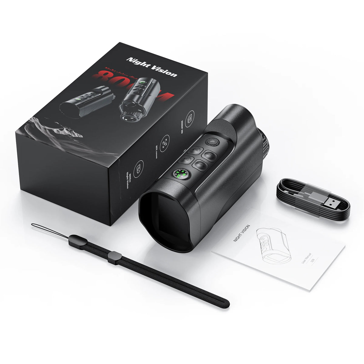 Night Vision Monocular 10x Zoom &ndash; Full Dark Viewing 5W IR Black