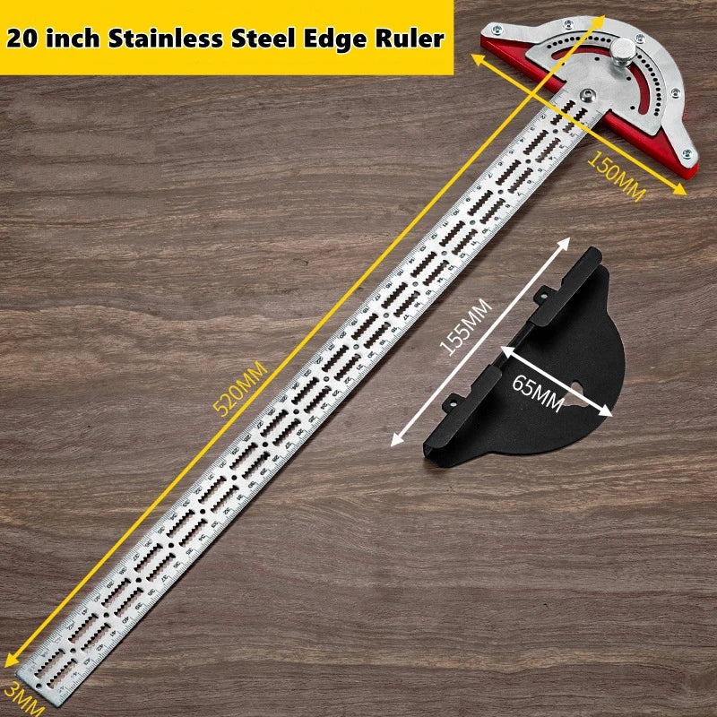 0-180 Degree Angle Gauge &ndash; Precision Stainless Steel Carpenter Measuring Tool 20 inch