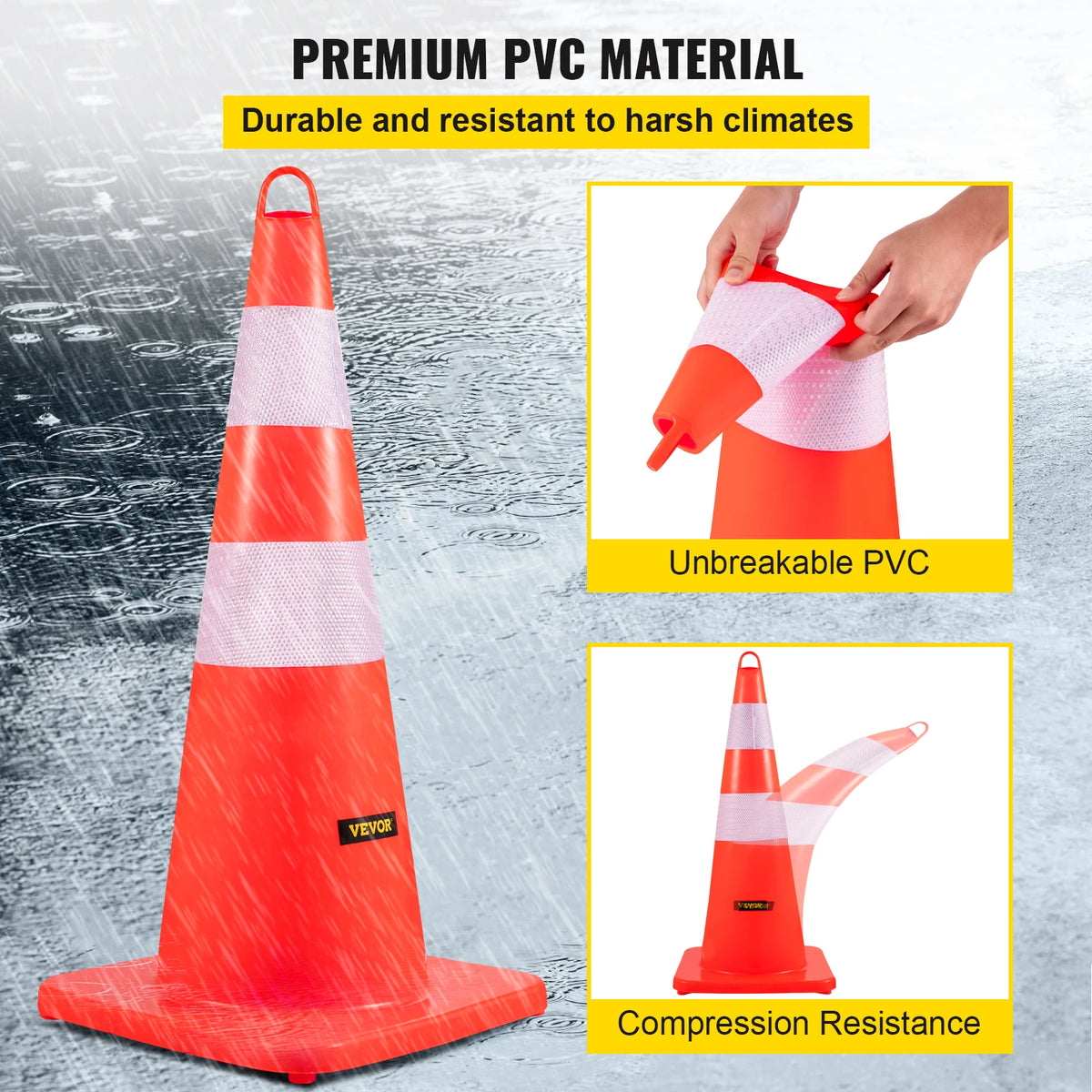 SucceBuy Safety Cones 18-36 Inches &ndash; Heavy-Duty Base System