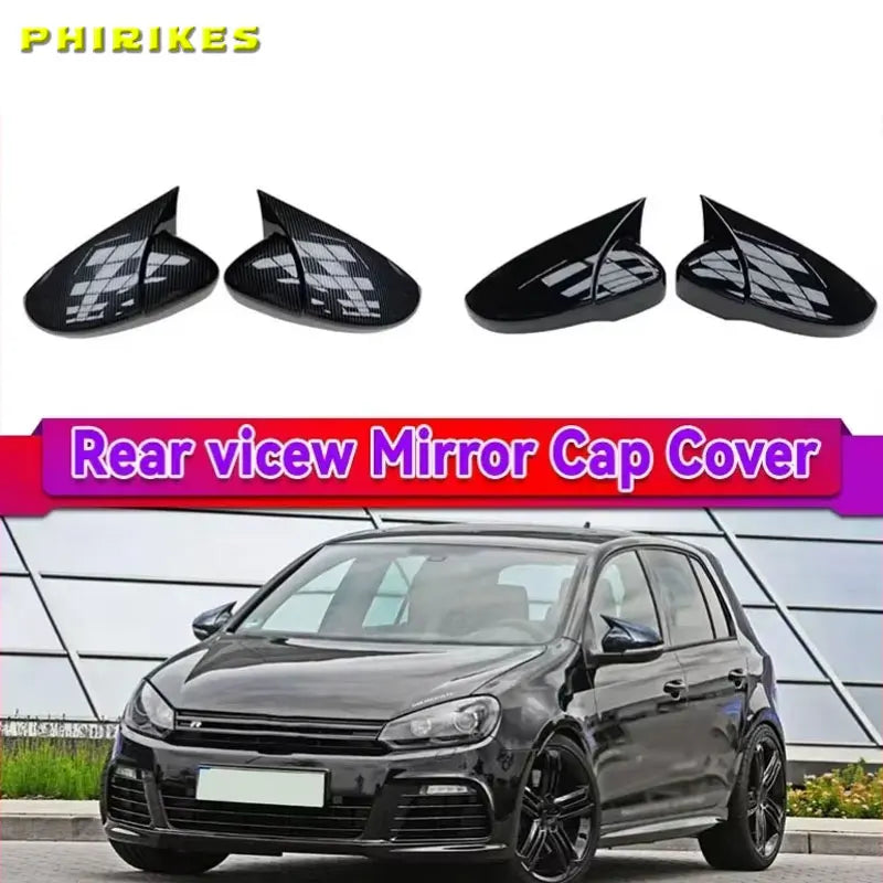 2 Piece Side Mirror Caps Gloss Black For VW Golf 6 GTI R