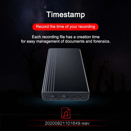 STTWUNAKE 500Hrs Mini Voice Activated Recorder - Magnetic