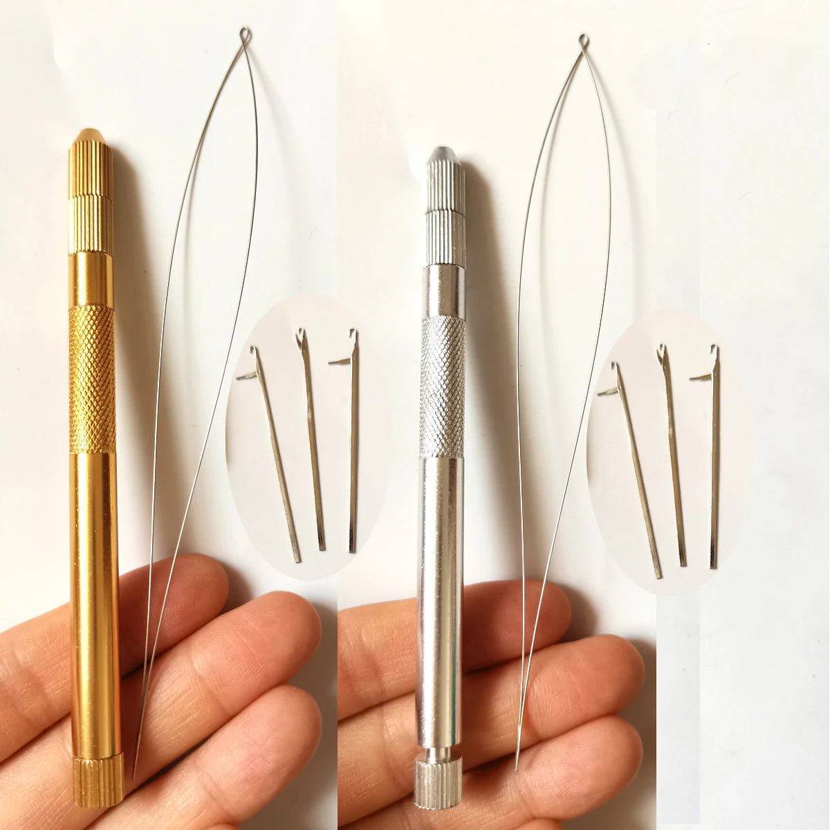 Alloy Hook Needle Wig Making Tool Kit with 3 Hooks &amp; 1 Loop