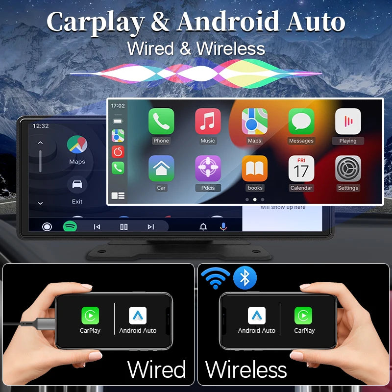 Hippcron 10.26 Inch CarPlay Android Auto Car Radio &ndash; IPS Touch Screen Multimedia Player
