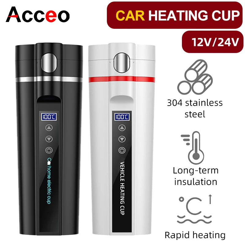 ACCEO 12V/24V Car Heating Cup 450ML &ndash; Digital Display