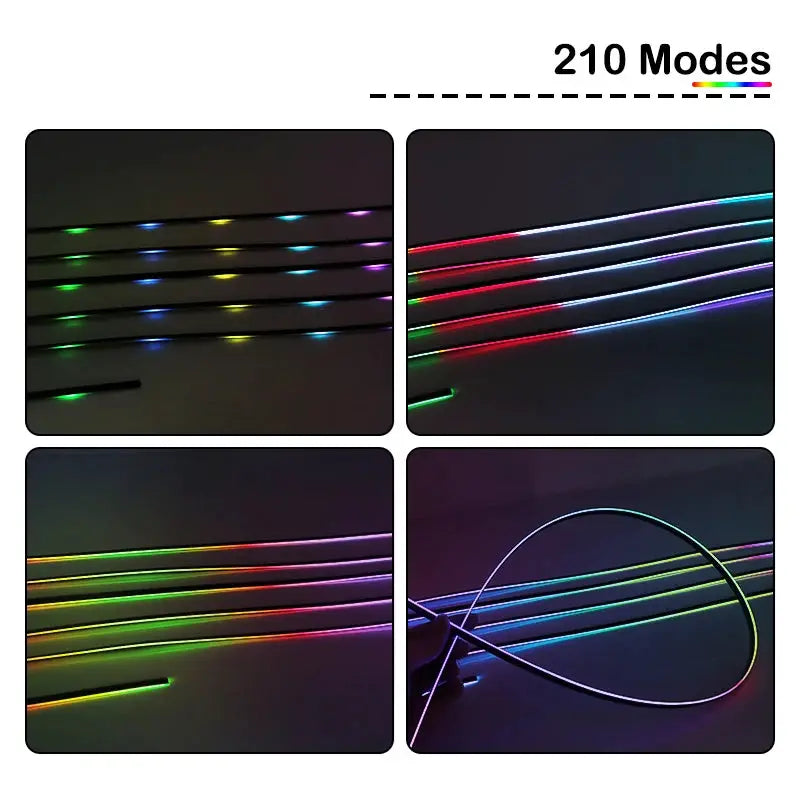 Full Color Streamer Car Ambient Lights RGB 64 Color Universal LED Interior Hidden Acrylic Strip Symphony Atmosphere Lamp by InterCyprus Trading Ltd
