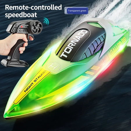 HJ819 RC Boat Luminous &ndash; Ultra Fast 15KMH With LED Lights Green